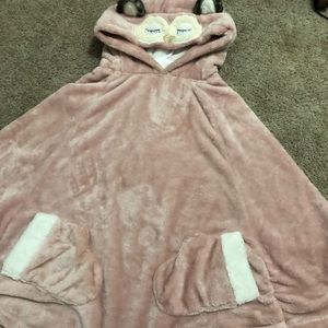 Fuzzy hooded animal poncho